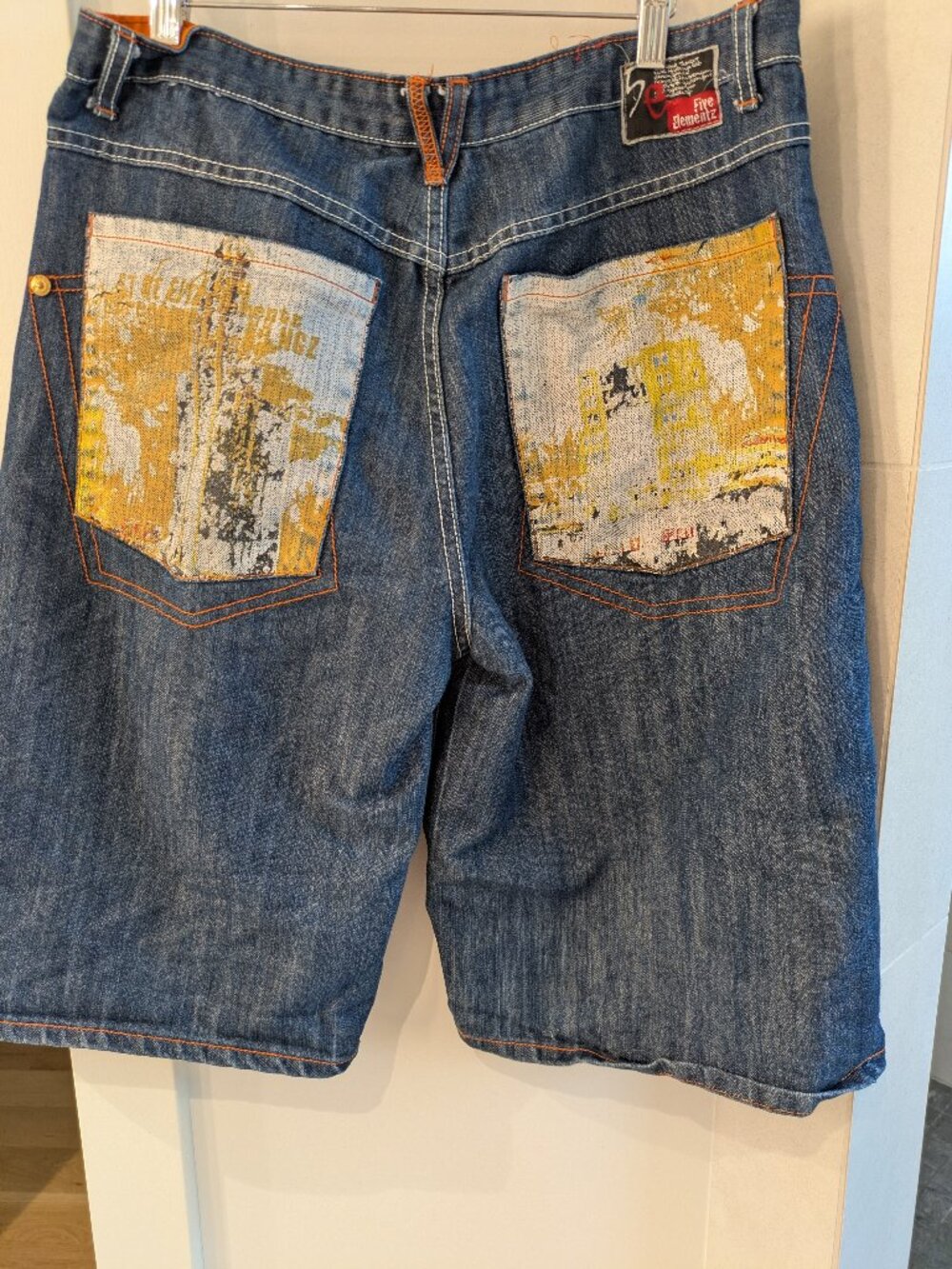 VTG 90s Y2K Five Elementz Baggy Skate Shorts Urban Graffiti Print Mens 38.
